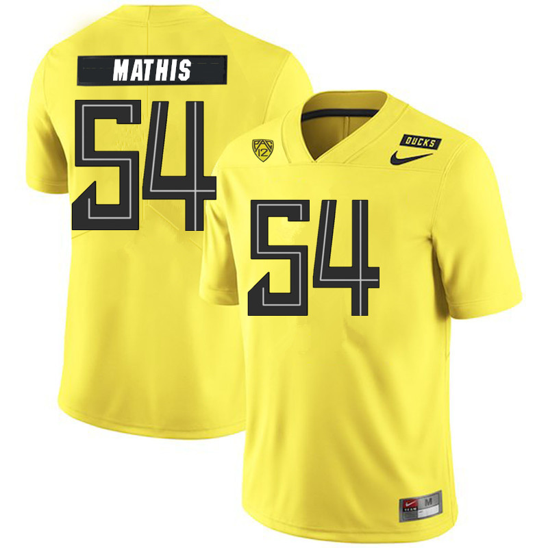 2019 Men #54 Dru Mathis Oregon Ducks College Football Jerseys Sale-Yellow